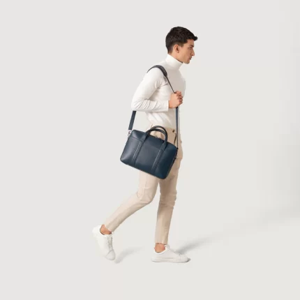 mens blue leather briefcase