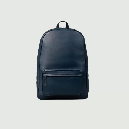 blue leather backpack