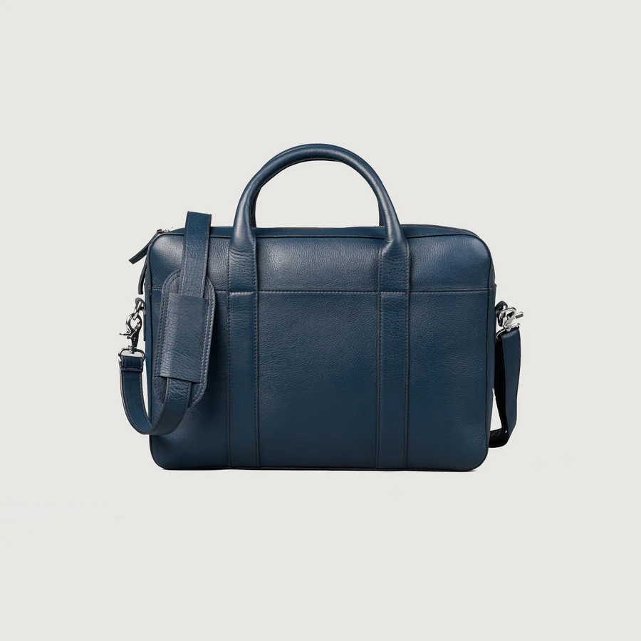 blue leather briefcase