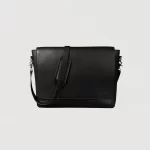 black leather messenger bag