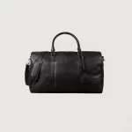 black leather duffle bag