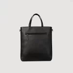 black leather tote bag with zipper