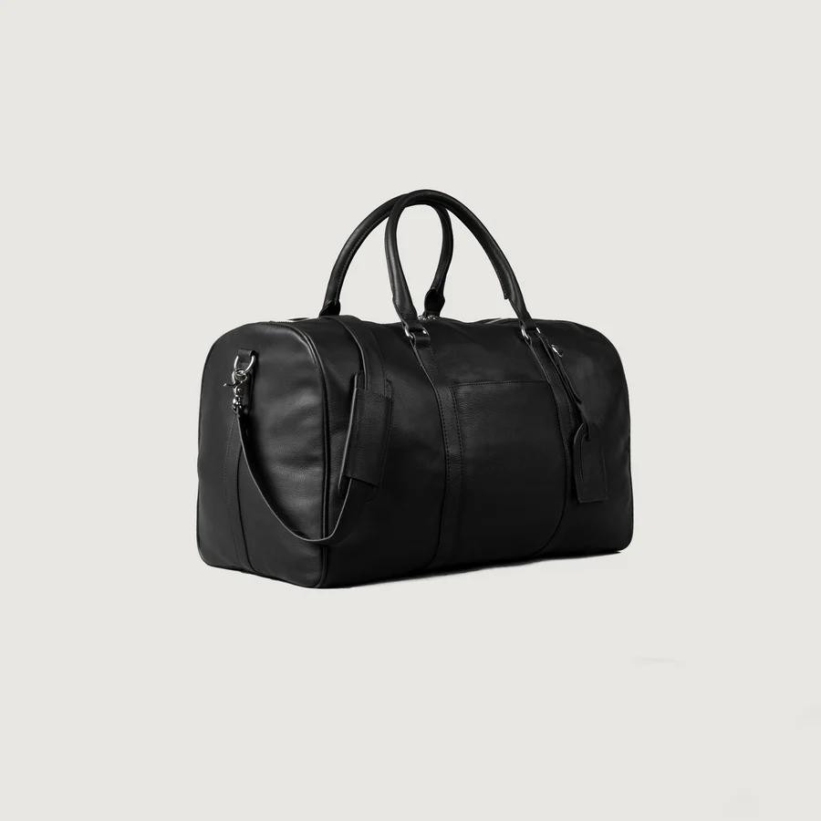 black leather duffle bag mens