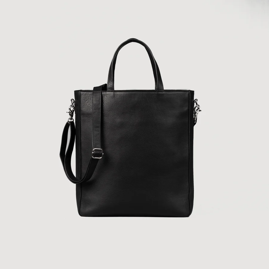 black tote leather bag