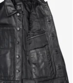 Men’s Vintage Black Leather Trucker Jacket - Image 4