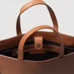 The Poet Cognac Brown Leather Tote Bag With Zipper - Image 6