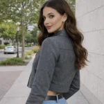 Moonlight Women’s Shimmer Finish Cropped Jacket - Image 4