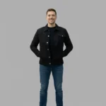 Men's Black Cotton Ripstop Utility Trucker Jacket - Image 5