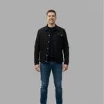 Men's Black Cotton Ripstop Utility Trucker Jacket - Image 2