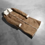 Alina Women's Long Brown Leather Shearling Coat - Image 5