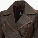 brown leather coat with belt