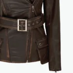 women’s belted biker jacket