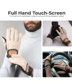 Harrison Two-Tone Beige and Brown Leather Gloves For Men - Image 2