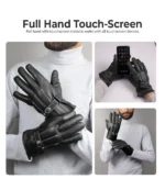 Harold Black Leather Motorcycle Gloves For Men - Image 5