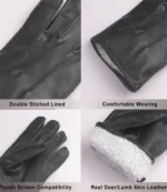 Gordon Black Lined Leather Gloves For Men - Image 4