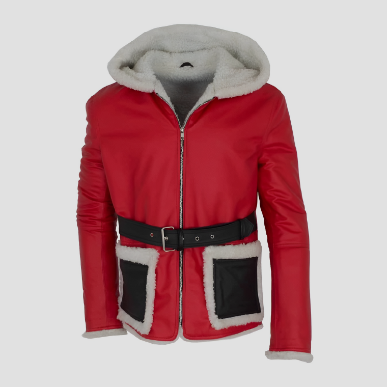 red and black leather jacket