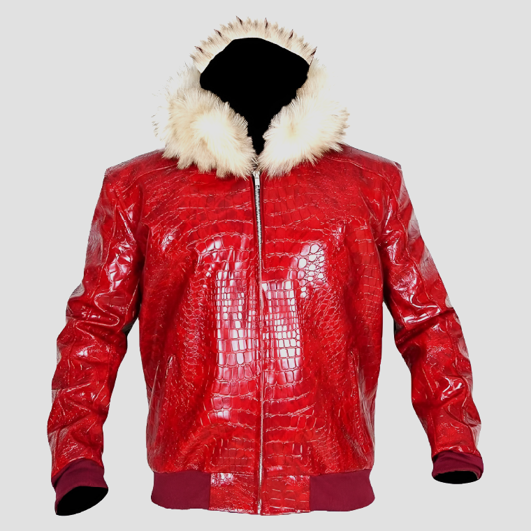 mens red leather motorcycle jacket