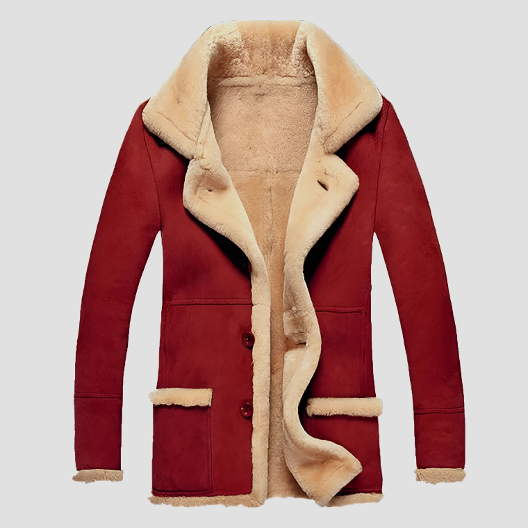 mens red shearling coat
