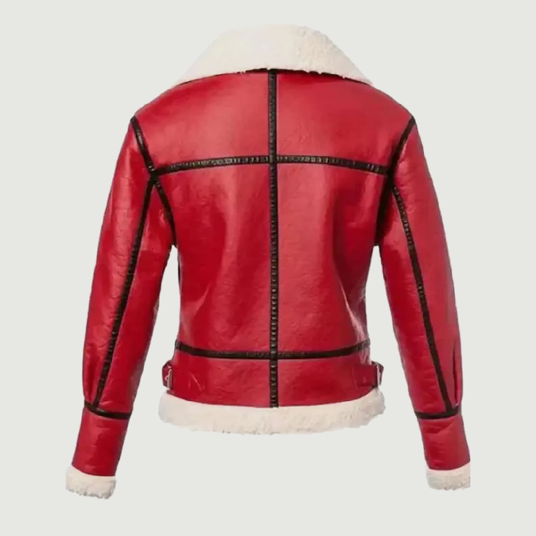 womens red leather jacket