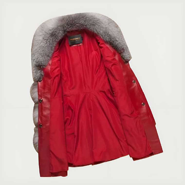 long red leather coat