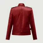 cropped red leather jacket