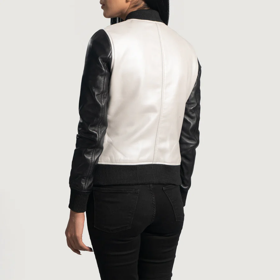 silver leather bomber jacket