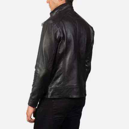 black biker leather jacket