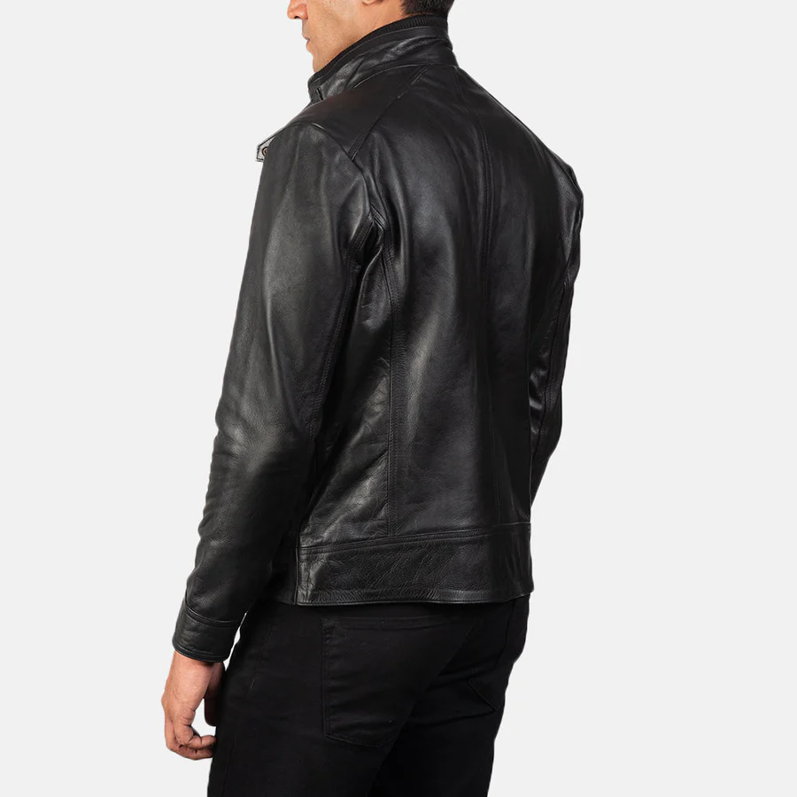 black biker leather jacket