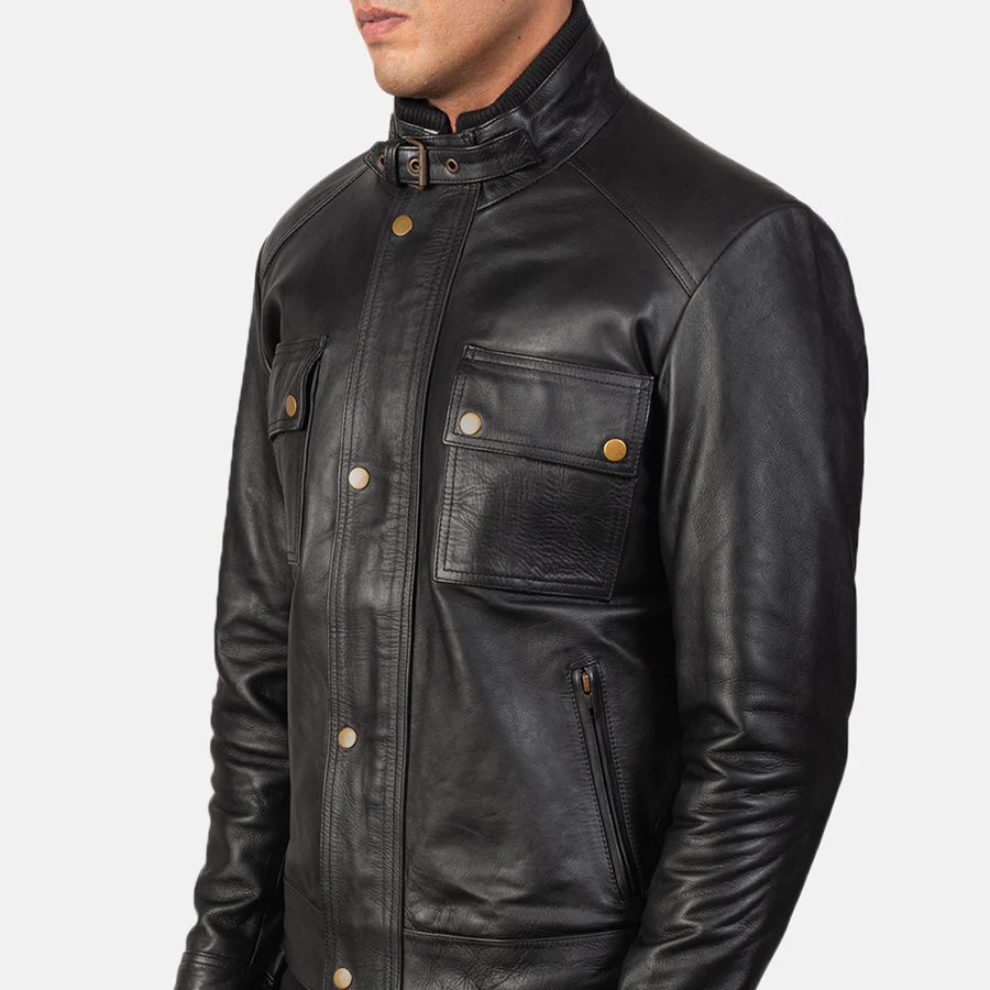 premium leather biker jacket