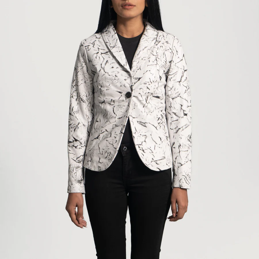 white leather blazer womens