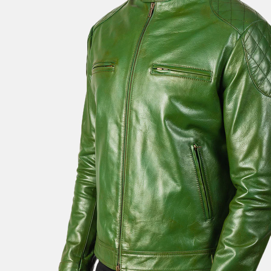 green suede moto jacket
