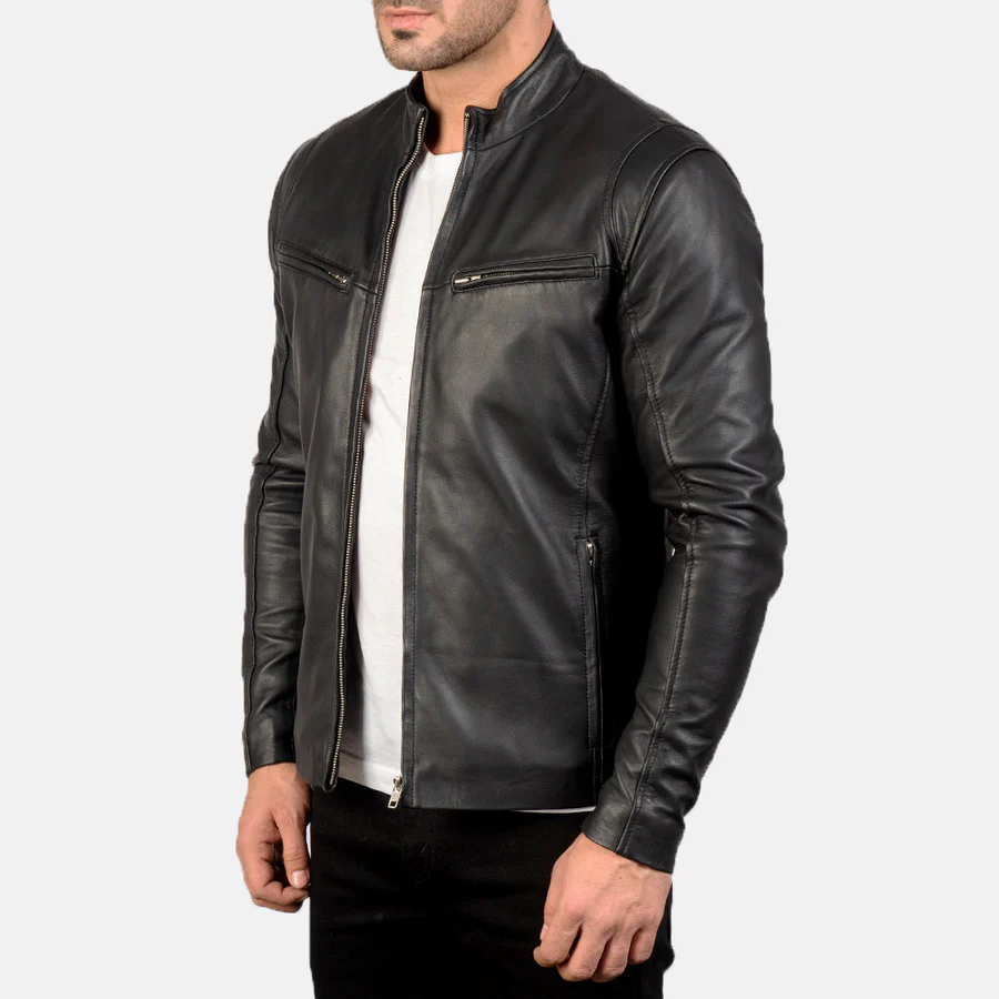 Ionic Men's Black Leather Jacket - Image 4