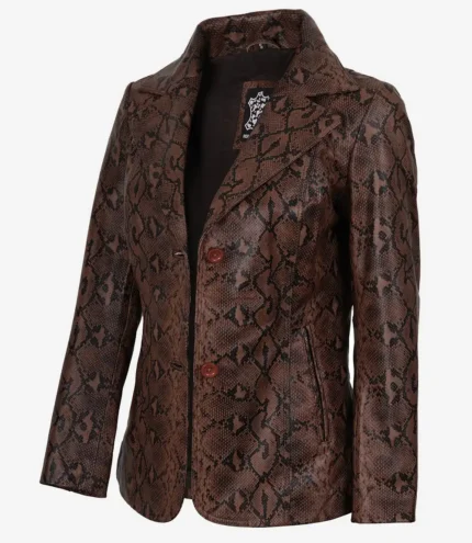 Snake Pattern Leather Blazer