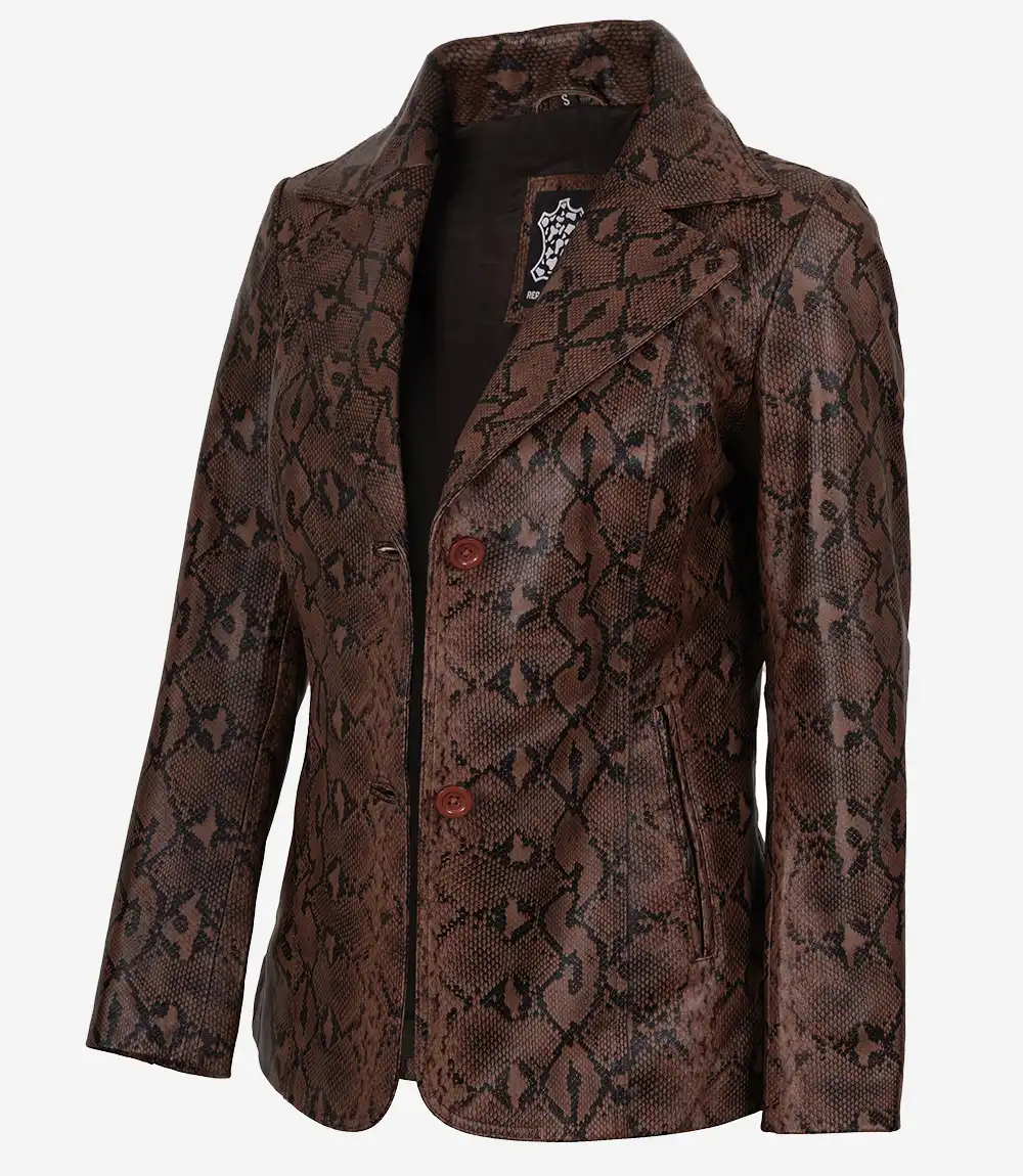 Snake Pattern Leather Blazer