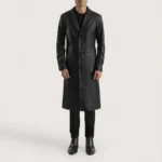 Mateo Men’s Single Breasted Black Leather Coat - Image 5