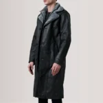 Cai Distressed Black Leather Shearling Coat for Men - Image 5