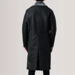 Cai Distressed Black Leather Shearling Coat for Men - Image 6