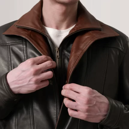 men's vintage brown leather jacket