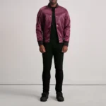 Xander Men's Maroon Leather Varsity Jacket - Image 6