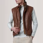 Men's Brown Leather Vest