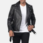 Allaric Alley Men's Black Leather Moto Jacket - Image 6