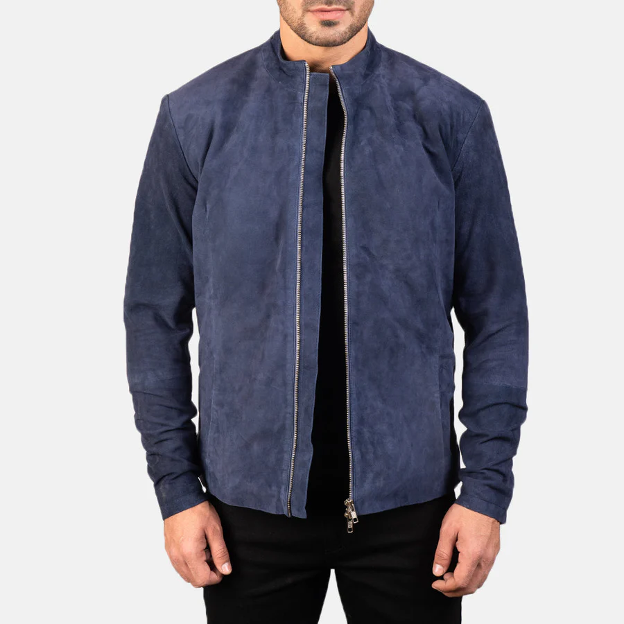 navy blue biker jacket