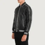 Cooper Men's Black Leather Varsity Jacket - Image 5