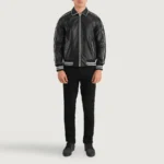 Cooper Men's Black Leather Varsity Jacket - Image 6