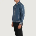 Cooper Blue Leather Varsity Jacket for Men - Image 4