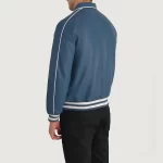 blue leather varsity jacket