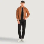 Cooper Men's Tan Brown Leather Varsity Jacket - Image 4