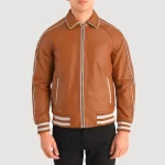 tan varsity jacket