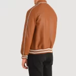 brown leather varsity jacket​