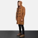 Drake Men's Khaki Brown Wool Hooded Duffle Coat - Image 4